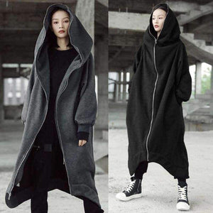 Planet Gates Women Hooded Coats Jackets Plus Size Female Long Sleeve Zip Long Jackets Ladies Winter Outerwear Thin Windbreakers
