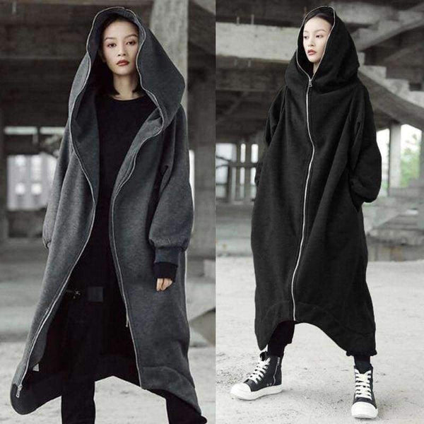 Planet Gates Women Hooded Coats Jackets Plus Size Female Long Sleeve Zip Long Jackets Ladies Winter Outerwear Thin Windbreakers