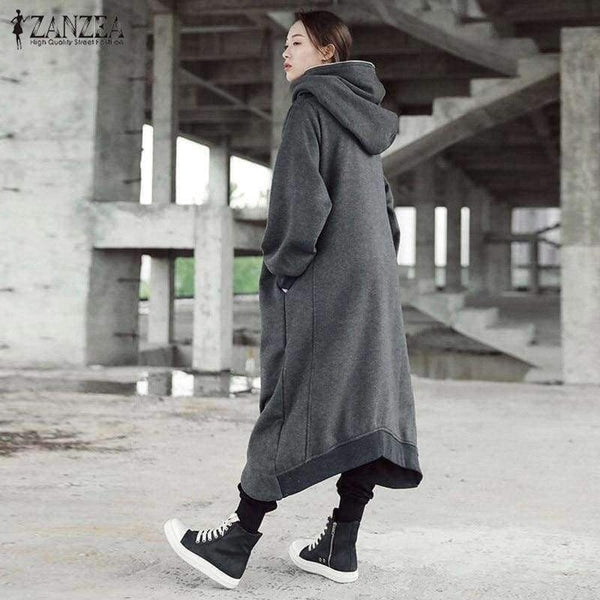 Planet Gates Women Hooded Coats Jackets Plus Size Female Long Sleeve Zip Long Jackets Ladies Winter Outerwear Thin Windbreakers