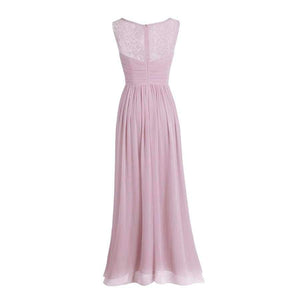 Planet Gates Women Ladies Chiffon Empire Lace Bridesmaid Dress Prom Gown Sleeveless A-Line Pleated Padded Long Wedding Party Dresses