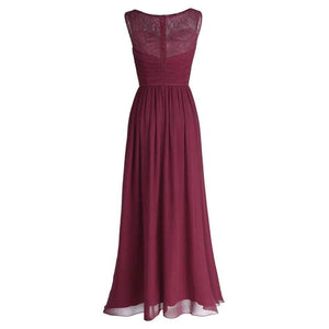 Planet Gates Women Ladies Chiffon Empire Lace Bridesmaid Dress Prom Gown Sleeveless A-Line Pleated Padded Long Wedding Party Dresses