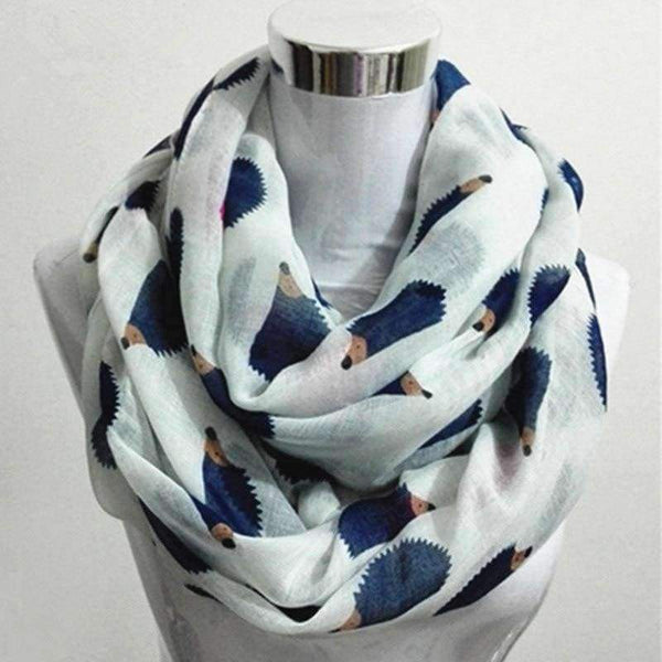 Women Ladies Fashion Viscose Cotton Hedgehog Print Infinity Scarf Fashion Animal Scarves Shawl Wrap Hot Sale Neckerchief