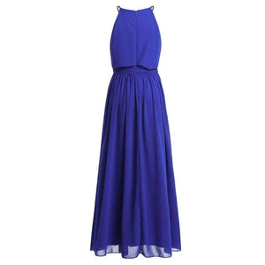 Planet Gates Women Ladies Sleeveless Halter Chiffon Bridesmaid Dresses Full Length Prom Gown Pleated A-Line Long Wedding Party Dress