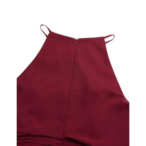 Planet Gates Women Ladies Sleeveless Halter Chiffon Bridesmaid Dresses Full Length Prom Gown Pleated A-Line Long Wedding Party Dress