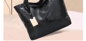 Planet Gates Women Large Capacity Handbags Soft PU Leather Crocodile Bag Ladies Casual Shopping Tote Bags Shoulder Bags Sac Main Silver Gold