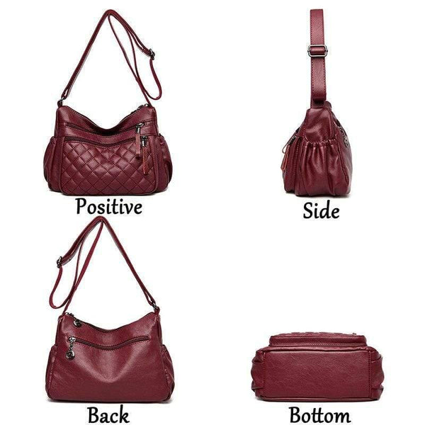 Women Leather Messenger Bag Luxury Lattice Handbags Designer High Quality Female Vintage