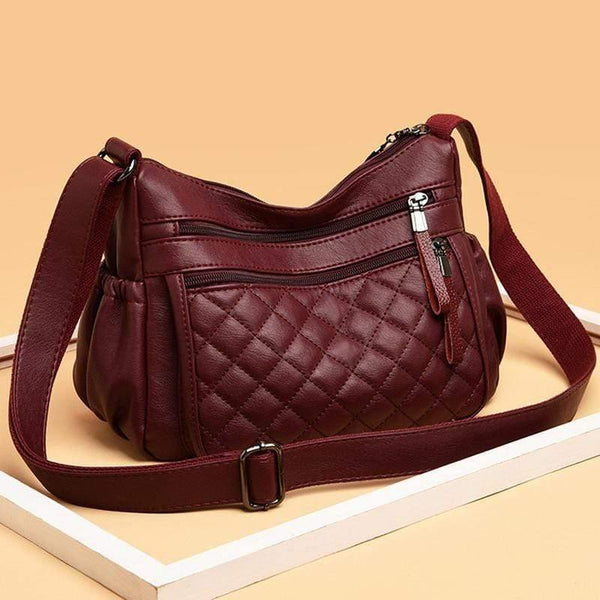 Women Leather Messenger Bag Luxury Lattice Handbags Designer High Quality Female Vintage