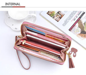 Planet Gates Women Leather Wallet Female Long Portable Multifunction Solid Purse Women Phone Cion Card Holders Ladies Clutch Carteras