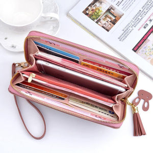 Planet Gates Women Leather Wallet Female Long Portable Multifunction Solid Purse Women Phone Cion Card Holders Ladies Clutch Carteras