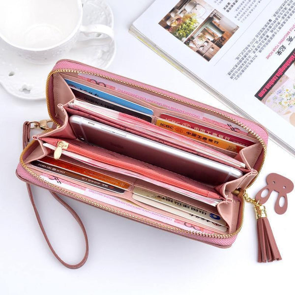 Planet Gates Women Leather Wallet Female Long Portable Multifunction Solid Purse Women Phone Cion Card Holders Ladies Clutch Carteras