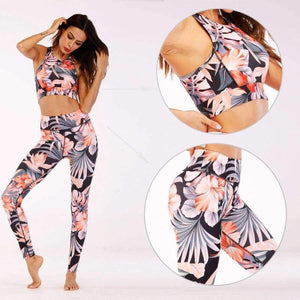 Planet Gates Women Leggings Plus Size Fitness Legging Set Print Floral Women Top Bra Pants Set Slim Legging for Women Trousers Female