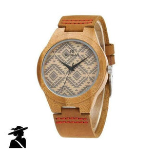 Planet Gates Women Lover's Bamboo Watches Retro Special Wavy Lines Women Watch Real Leather Watch Strap Birthday Gifts