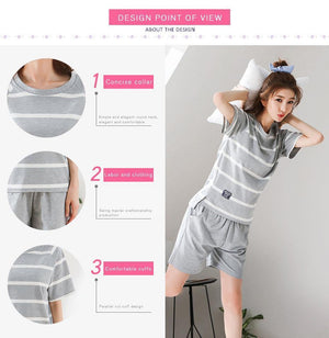 Striped Cotton Couple Pijamas Sets Sleepcoat & Trousers Men Women Home Clothings Sleepwear Lovers Sleep & Lounge - Planet Gates