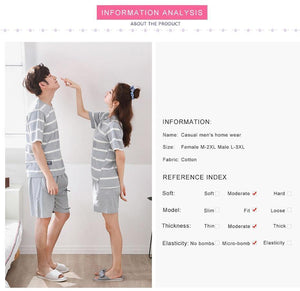 Planet Gates Women / M Striped Cotton Couple Pijamas Sets Sleepcoat & Trousers Men Women Home Clothings Sleepwear Lovers Sleep & Lounge