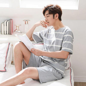 Planet Gates Women / M Striped Cotton Couple Pijamas Sets Sleepcoat & Trousers Men Women Home Clothings Sleepwear Lovers Sleep & Lounge