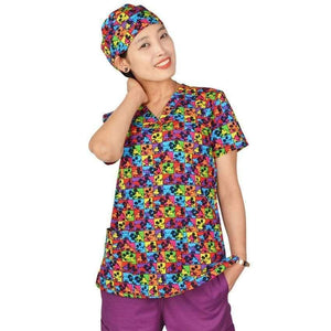 Planet Gates Women Nurse Uniform Medical Clothing Tops Cartoon Doctor Veterinary Dentist Scrub Cotton Hospital Lab Clinic Wear Women T-shirt