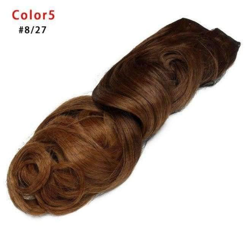 Planet Gates Women One Piece 5Clips 60cm Wavy Hair Clip in Hair Extensions Synthetic 3/4 Full Head Ombre Color Brown Hairpiece Wig
