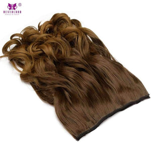 Planet Gates Women One Piece 5Clips 60cm Wavy Hair Clip in Hair Extensions Synthetic 3/4 Full Head Ombre Color Brown Hairpiece Wig