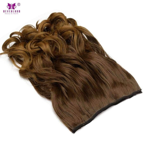Planet Gates Women One Piece 5Clips 60cm Wavy Hair Clip in Hair Extensions Synthetic 3/4 Full Head Ombre Color Brown Hairpiece Wig
