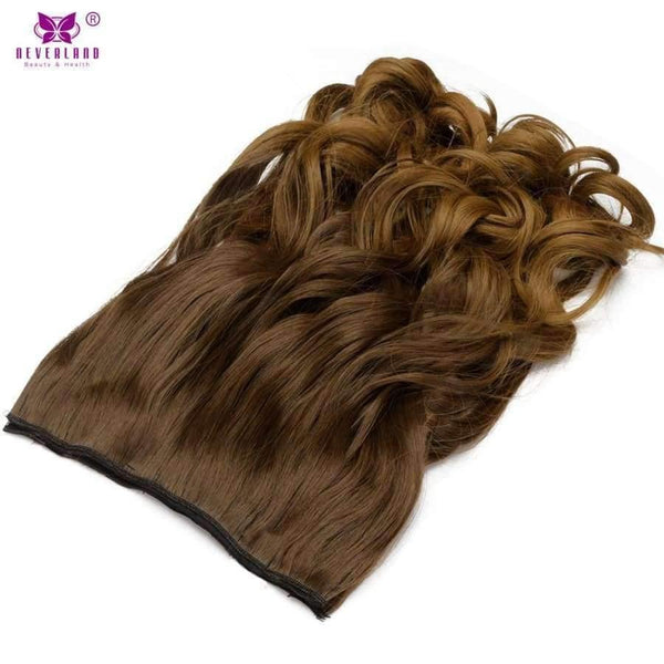 Planet Gates Women One Piece 5Clips 60cm Wavy Hair Clip in Hair Extensions Synthetic 3/4 Full Head Ombre Color Brown Hairpiece Wig