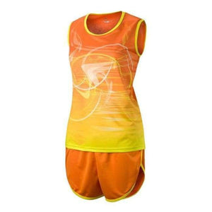 Planet Gates women orange set / L Women  Soccer Jerseys Set Marathon Vest+Shorts Racing clothing Track and field Clothing Jogging Running Sets kit Uniform