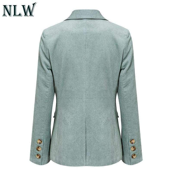 Planet Gates Дамски панталон костюм Corduroy Business Blazer Комплект палто Ежедневни костюми Винтидж Двойно закопчаване с цип 2 части комплект панталони Blazer