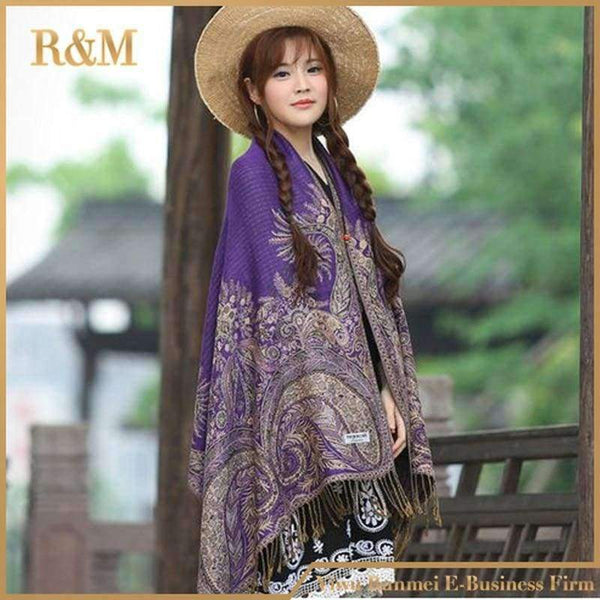 Planet Gates Women Polyester Pashmina Elegant Fashion Print Floral Paisley Shawl Wrap Scarf 2018 New Style Free Shipping