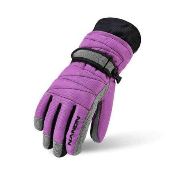 Planet Gates Women Purple / S Winter Family Skiing Gloves Windproof Waterproof Thickness Cotton Gloves Sports Ski Snowboard Gloves Adult Children