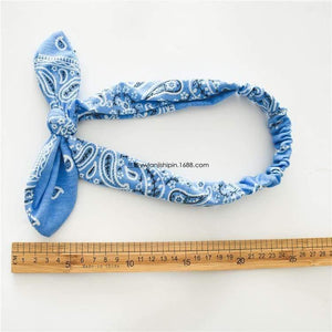 Women Rabbit Ear Print Headbands Retro Hair Accessories Knotted Turban Bandage Bandanas Hairband Headwrap Hair Bands