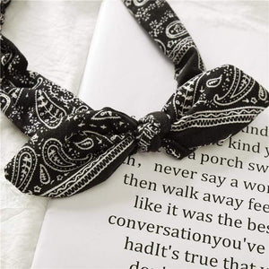 Women Rabbit Ear Print Headbands Retro Hair Accessories Knotted Turban Bandage Bandanas Hairband Headwrap Hair Bands