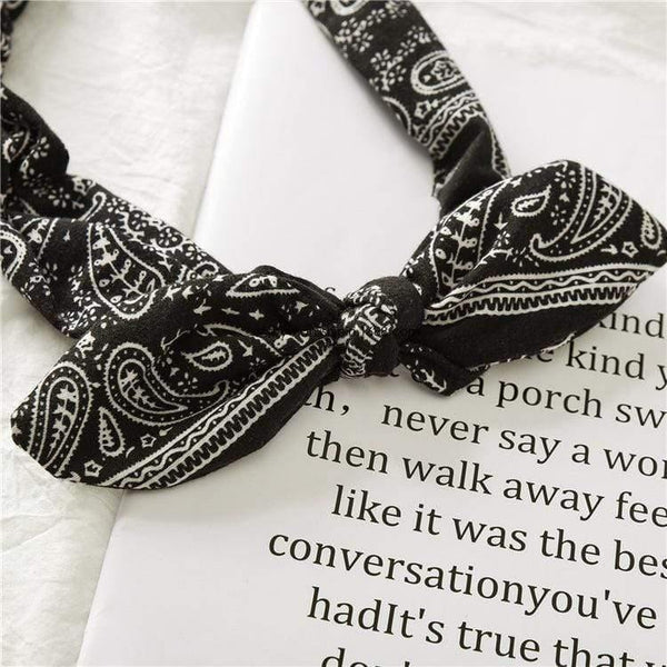 Women Rabbit Ear Print Headbands Retro Hair Accessories Knotted Turban Bandage Bandanas Hairband Headwrap Hair Bands