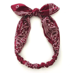 Women Rabbit Ear Print Headbands Retro Hair Accessories Knotted Turban Bandage Bandanas Hairband Headwrap Hair Bands