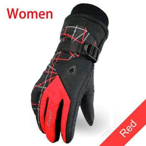 Planet Gates women red / Free Size Resistant riding Ski Gloves  Mountain Skiing Snowmobile Waterproof Snow Motorcycle Gloves Windproof Guanti moto