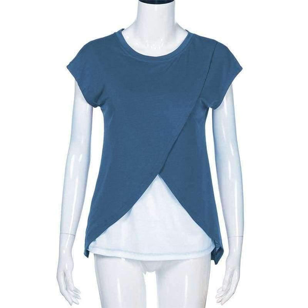 Planet Gates Women's Blouse Maternity Nursing Wrap Top Cap Sleeves Double Layer Blouse Spring Autumn newet style hot sale fashion Blouse