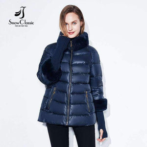 Planet Gates Women's Coat Warm Winter Jacket Real Rabbit Fur Collar / Sleeve Removable Windbreaker Plus Fat Jacket SnowClassic
