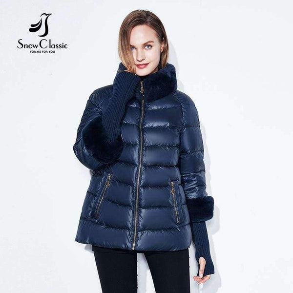 Planet Gates Women's Coat Warm Winter Jacket Real Rabbit Fur Collar / Sleeve Removable Windbreaker Plus Fat Jacket SnowClassic