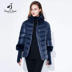 Planet Gates Women's Coat Warm Winter Jacket Real Rabbit Fur Collar / Sleeve Removable Windbreaker Plus Fat Jacket SnowClassic