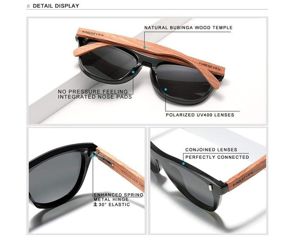 Planet Gates Women's Glasses Natural Bubinga Wooden Sunglasses Men Polarized Fashion Sun Glasses Original Wood Oculos de sol
