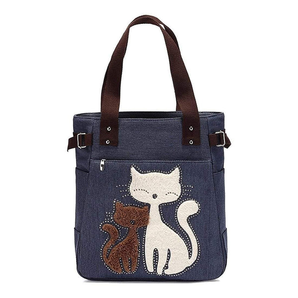 Planet Gates Women's messenger handbag canvas bag with cute cat small shopping shoulder bag