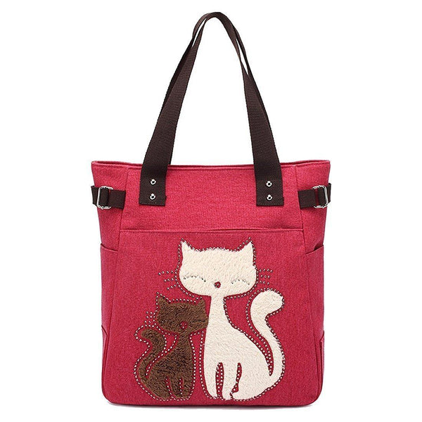 Planet Gates Women's messenger handbag canvas bag with cute cat small shopping shoulder bag