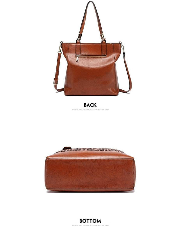 Planet Gates Women's Shoulder Bag Female PU Leather Handbag Women Bags Designer High Quality Hollow Out Large Capacity Tote Bag