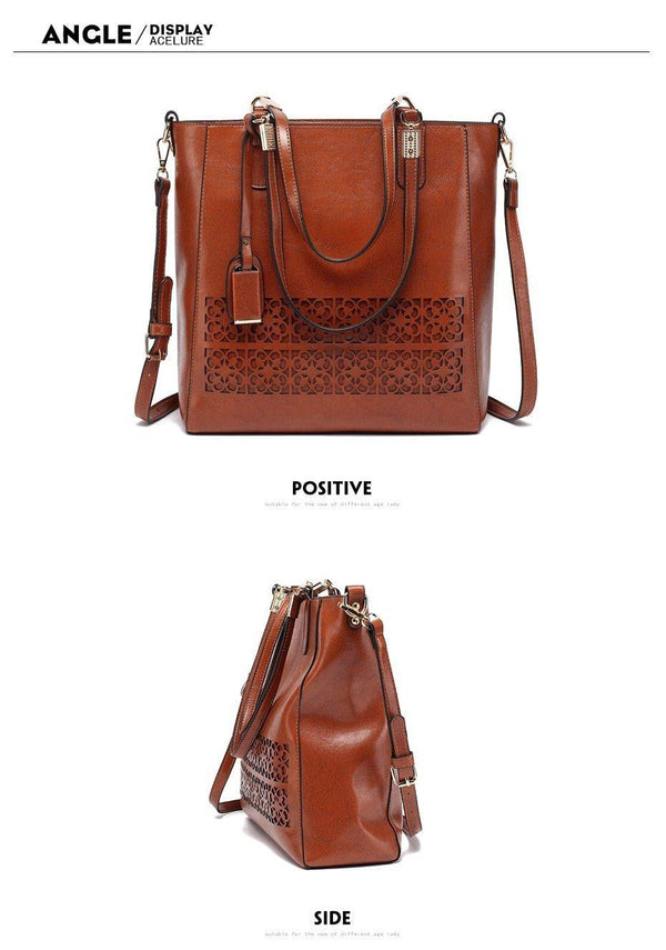 Planet Gates Women's Shoulder Bag Female PU Leather Handbag Women Bags Designer High Quality Hollow Out Large Capacity Tote Bag