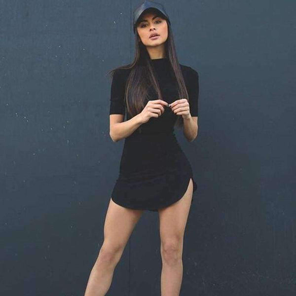 Planet Gates Women's Tops Long Style T shirt Causal Loose Split Solid Woment Tops Summer Ladies Girls T-shirt Tee Women