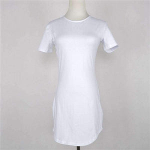 Planet Gates Women's Tops Long Style T shirt Causal Loose Split Solid Woment Tops Summer Ladies Girls T-shirt Tee Women