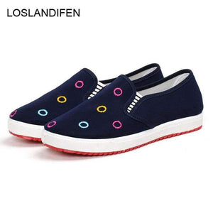 Planet Gates Women's Vulcanize Shoes Geometric Round Toe Casual Shoes Embroider Women Flats For Spring Autumn Summer Big Size 36-41 8H0095