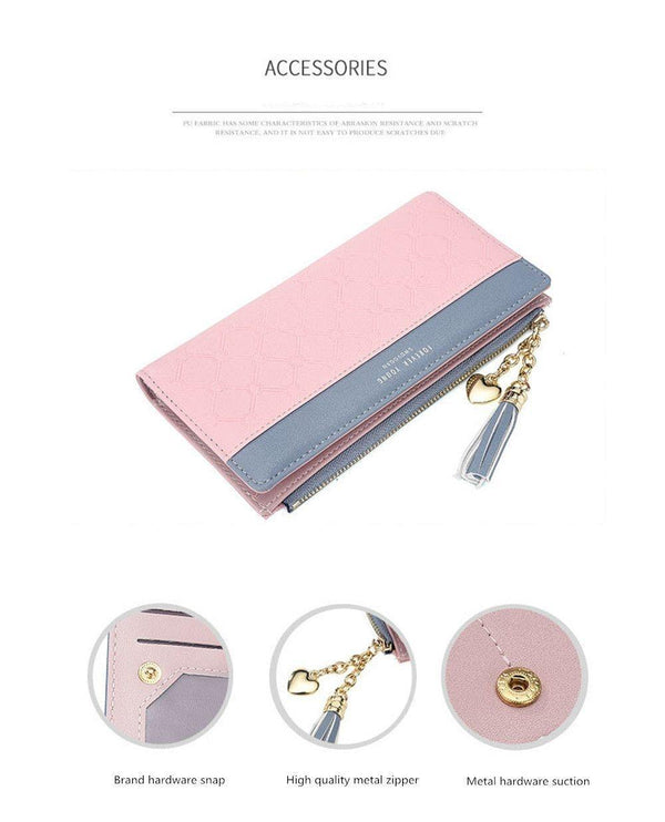 Planet Gates Women's Wallet Ladies Leather PU Purses Hasp Clutch Long Zipper Phone Holder  Female Wallets Tassel Coin Pocket Card Money