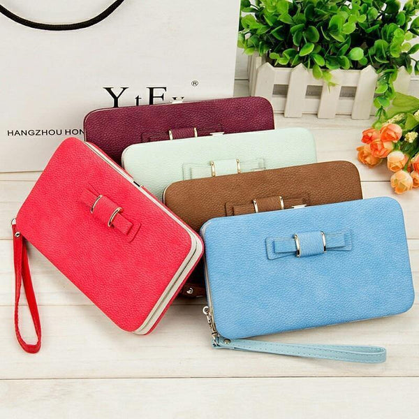 Planet Gates Women's Wallet Snap Coin Purse Phone Bag Bow Multi-card Bit Card Holder Purse Women Luxury  Billetera Mujer