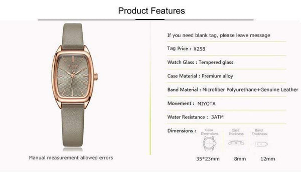 Planet Gates Women's Watch Japan Quartz Hours Fashion Wave-like Clock Leather Bracelet Modern Classic Girl Birthday Gift Julius Box