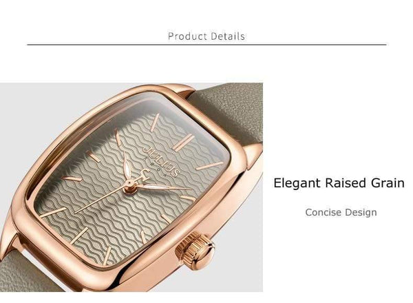 Planet Gates Women's Watch Japan Quartz Hours Fashion Wave-like Clock Leather Bracelet Modern Classic Girl Birthday Gift Julius Box