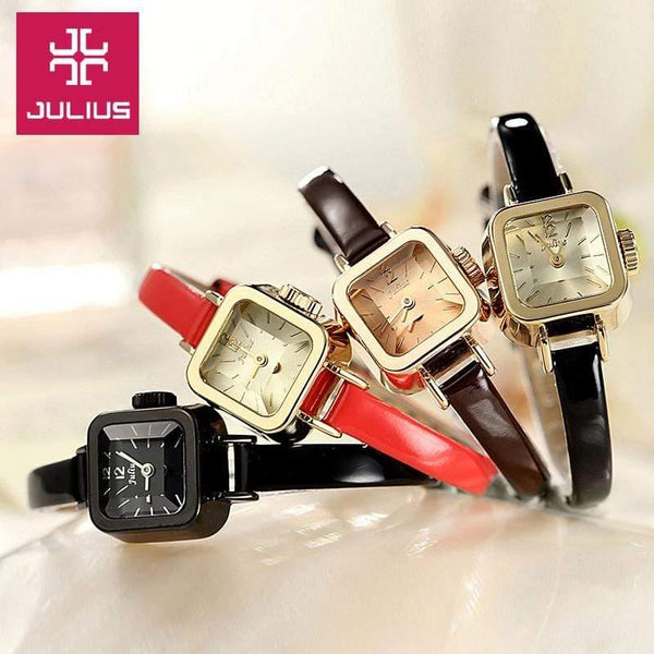 Planet Gates Women's Watch Japan Quartz Hours Fine Fashion Dress Bracelet Leather Lovely Mini Candy Square Cute Girl Gift Julius